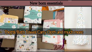 Unboxing New Born essentials | Baby bath Towel | Thottil | Carry cloth | Bee little