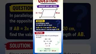 Parallelogram Question with Variable | Class 8 Maths | Find the Value of x | Easy Trick