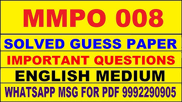mmpo 008 guess paper in english | mmpo 008 important questions | mmpo 008 study material