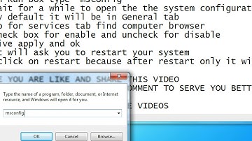 How to enable or disable computer browser service by system configuration tool