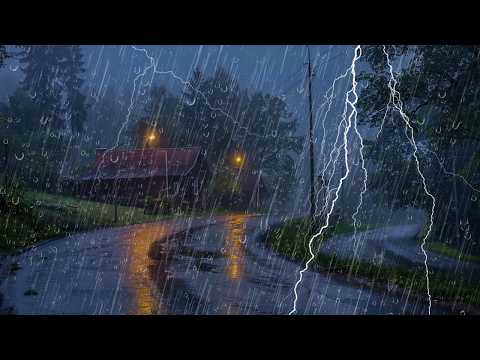 Lluvia Relajante Para Dormir, Estudiar ⚡ Alivia el estrés con fuertes lluvia y truenos en techo