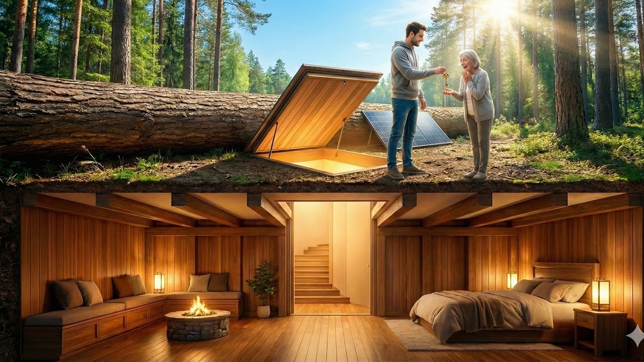 Building a Luxury Underground House in the Forest (ASMR) | This Man Saved an Old Woman’s Life