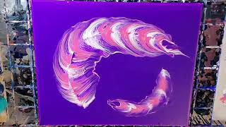 GIANT Pink and Purple String Pull Feathers 🤩💜 #fluidart #pourpainting #acrylicpouring #abstract