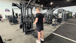 X-Tricep extension, lat pulldown machine