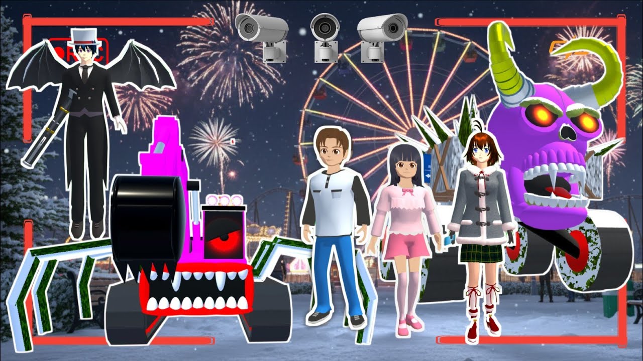 CCTV Rekan Penampakan Monster Tanduk Menyerang Kota Saat Tahun Baru | SAKURA SCHOOL SIMULATOR