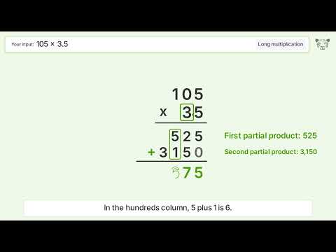 105 x 3.5 Long Multiplication - Step-by-Step