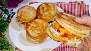 Dubai Viral Paratha Smash Burger Recipe | Cheesy Chicken Patty Paratha Burger | Bun Paratha Burger