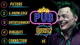 Pub Quiz Showdown: Test Your Knowledge! Pub Quiz 5 Rounds. No 45