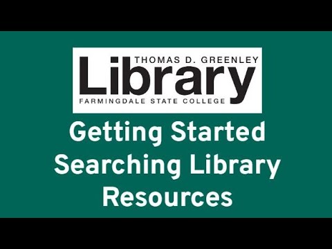 Getting Started Searching Library Resources - YouTube