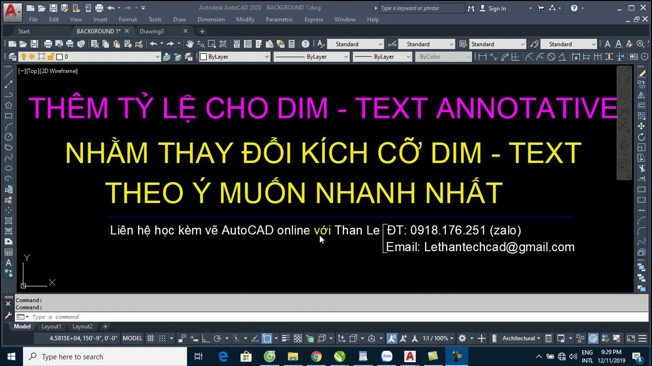 THÊM TỶ LỆ CHO DIM - TEXT ANNOTATIVE TRONG AUTOCAD... - youtube