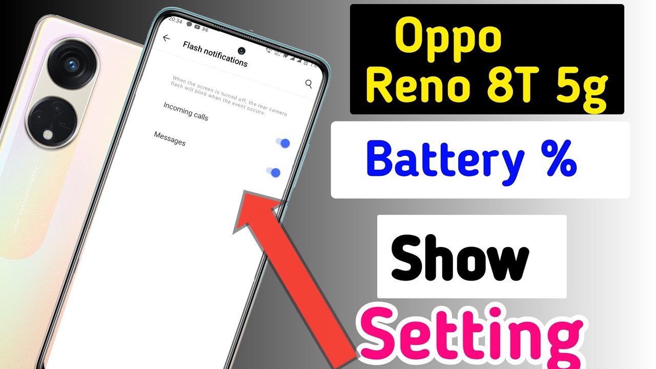 Battery Percentage Setting In Oppo reno 8t 5g , Show Battery Percentage