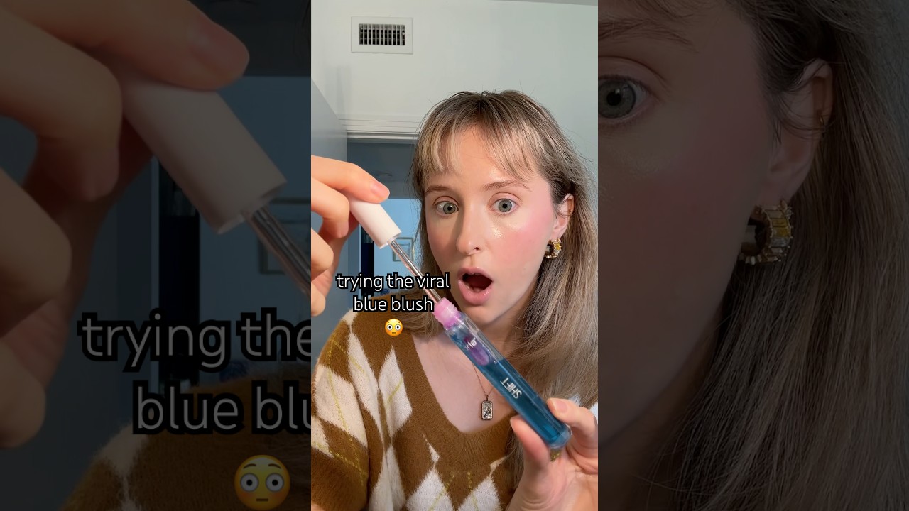 trying BLUE BLUSH😳 was not expecting that!! 