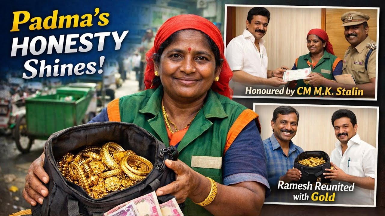 Padma, a 48-year-old sanitation worker in Chennai, Discovers 45 Lakh in Gold on Road and Returns It