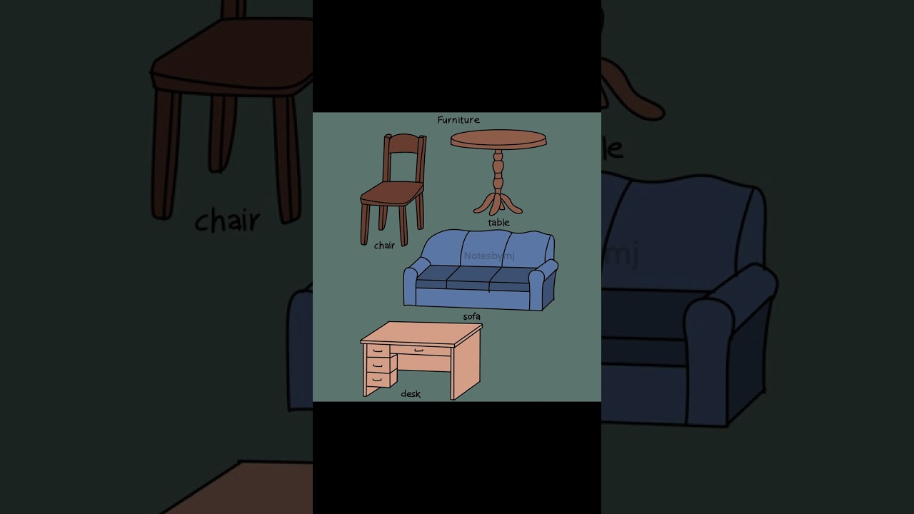 Living Room Vocabulary 🏠 Chair, Table, Sofa, & Desk! 