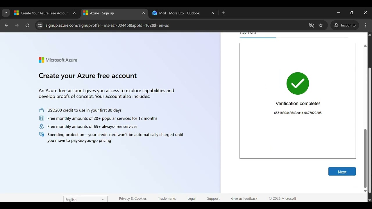 Creating Azure Free Tier Account