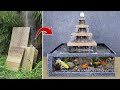 New Idea from Floor Tiles - Make a Beautiful 5-floor Waterfall Aquarium Very Easy / For Your Home