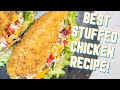 New FAVORITE Way of Cooking Chicken! Stuffed Chicken Recipe with Easy Homemade Caesar Salad