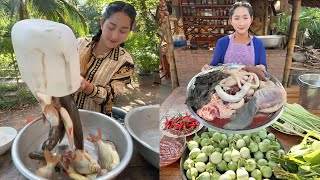Sros cooking show | Beef tripe, kidney, intestine creamy sour soup, Fish crispy, Duck feet salad
