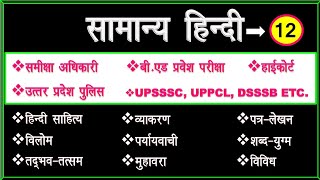 सामान्य हिंदी प्रैक्टिस  सेट। hindi  test 12 for up lekhpal ro upsi aro vdo upsssc uppsc uptet upp