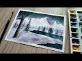 Snowy Blue Mountains with Watercolor | paint with david