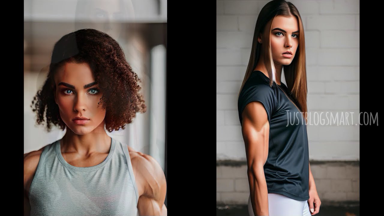 FBB Female AI Muscle: Gym Girl with Super Abs Flexing Her Female Biceps in Shorts | TikTok #1