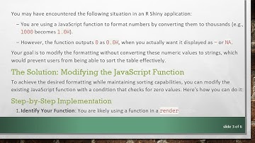 How to Format Numbers in R Shiny Data Tables with Custom Handling for Zero Values