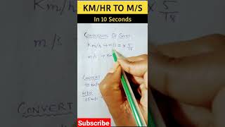 Kmh To Ms Conversion shorts