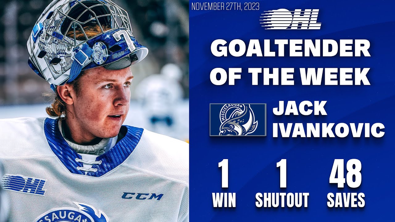 Steelheads' Jack Ivankovic named OHL Goaltender of the Week YouTube