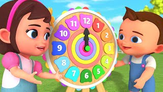 Learning Numbers For Children With Little Babies Fun Play Wooden Clock Toy Set 3D Kids Educational