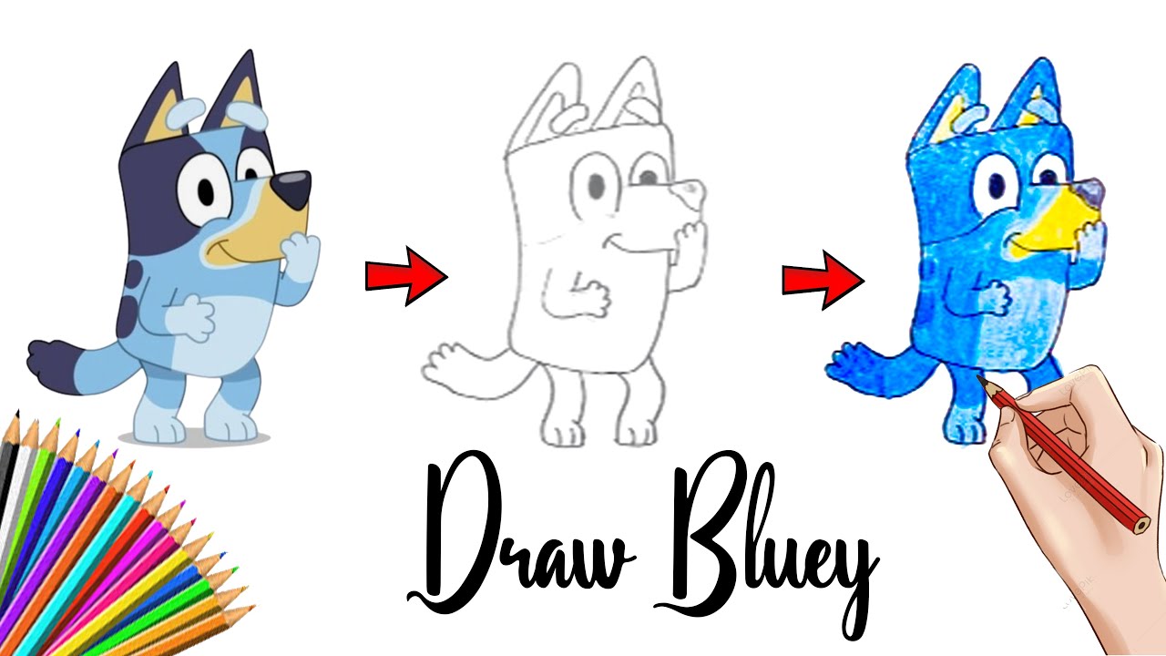 DRAW AND COLOR HU COMEDY CARTOON CHARACTERS - BLUEY DOG🐶🎨❤ 
