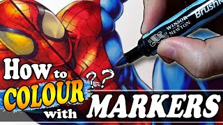 How to COLOR with Alcohol Markers - A FULL LIVE Art Lesson | Spider-Man