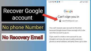 How to Recover Google account without email and phone number 2024