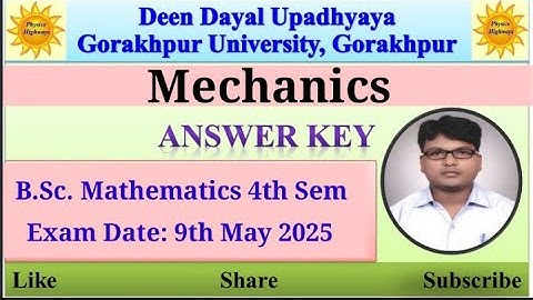 Answer key-2025| MAT204|| Mechanics|| BA| BSc| Maths 4th sem| #answerkey #ddu #mat204 #mechanics