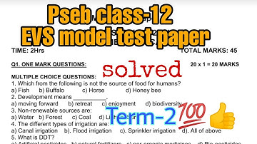Pseb class-12 EVS model test paper solved(term-2)2022