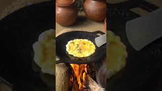🔥 Desi Tawa Omelette ASMR | Mud Stove Cooking 🔥 Street Style Egg Fry Sizzle Sound #trending #viral