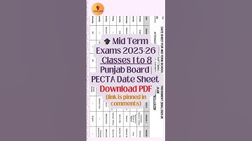 🎓 Mid Term Exams 2025-26 | Classes 1 to 8 Punjab Board  | PECTA Date Sheet, Syllabus & Paper Pattern