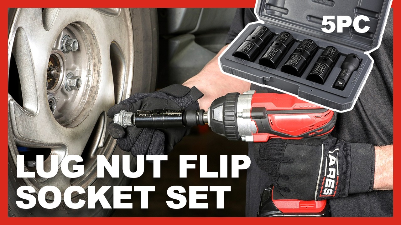 ARES 59010 - 1/2-inch Drive 5-Piece Flip Lug Nut Socket Set — ARES