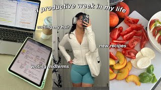 STUDY VLOG | busy exam week in my life | cutting my hair, what im reading & new skincare (prime day)