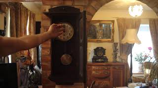 Antique German Kienzle 8-Day Mahogany Case Wall Clock With Westminster Chimes