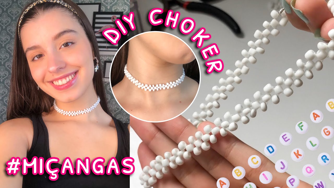 diy choker de miçanga 💞