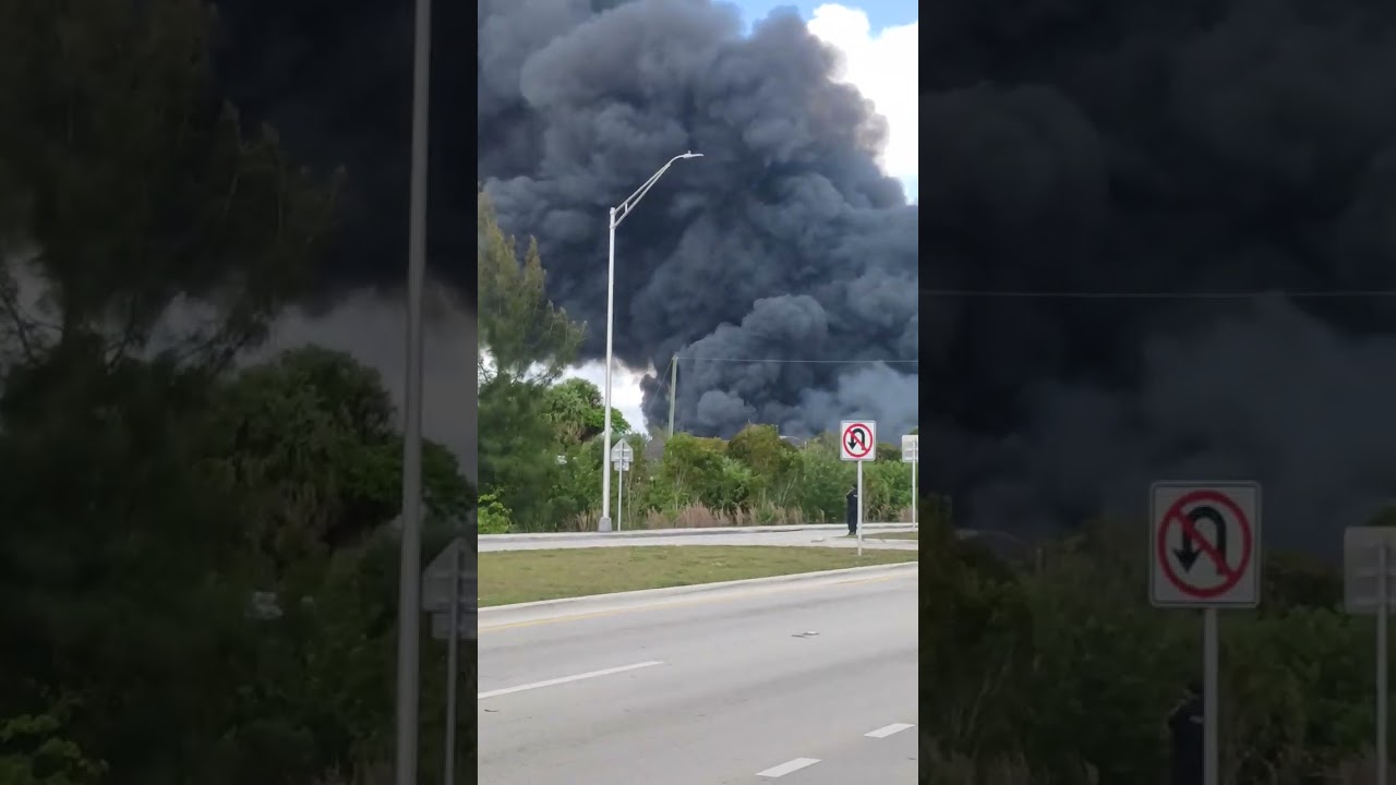 Big fire burning in Miami roadblock the old area lockdown
