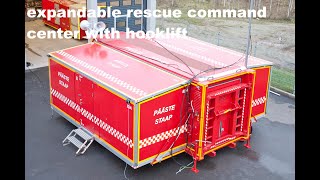 expandable rescue command center hooklift. Abrollbehälter feuerwehr mit Erweiterung, Einsatzleitung