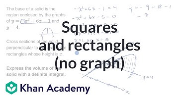 Volume met dwarsdoorsneden: vierkanten en rechthoeken (geen grafiek) | AP Calculus AB | Khan Academy
