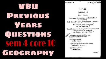 BA Geography sem 4 Core 10 paper | VBU previous years question | session 2017 - 20