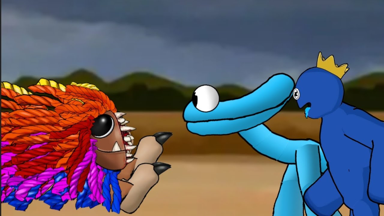 Cyan, blue VS Yarnaby poppy playtime and rainbow friends animation