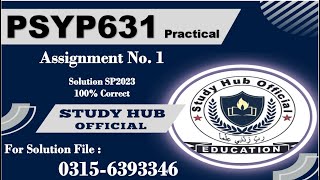 PSYP631 Practical assignment 1 sp2023 psyp631