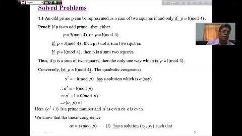 Theory of Numbers Class 13. Mathematics 4th year. National University Final year online class