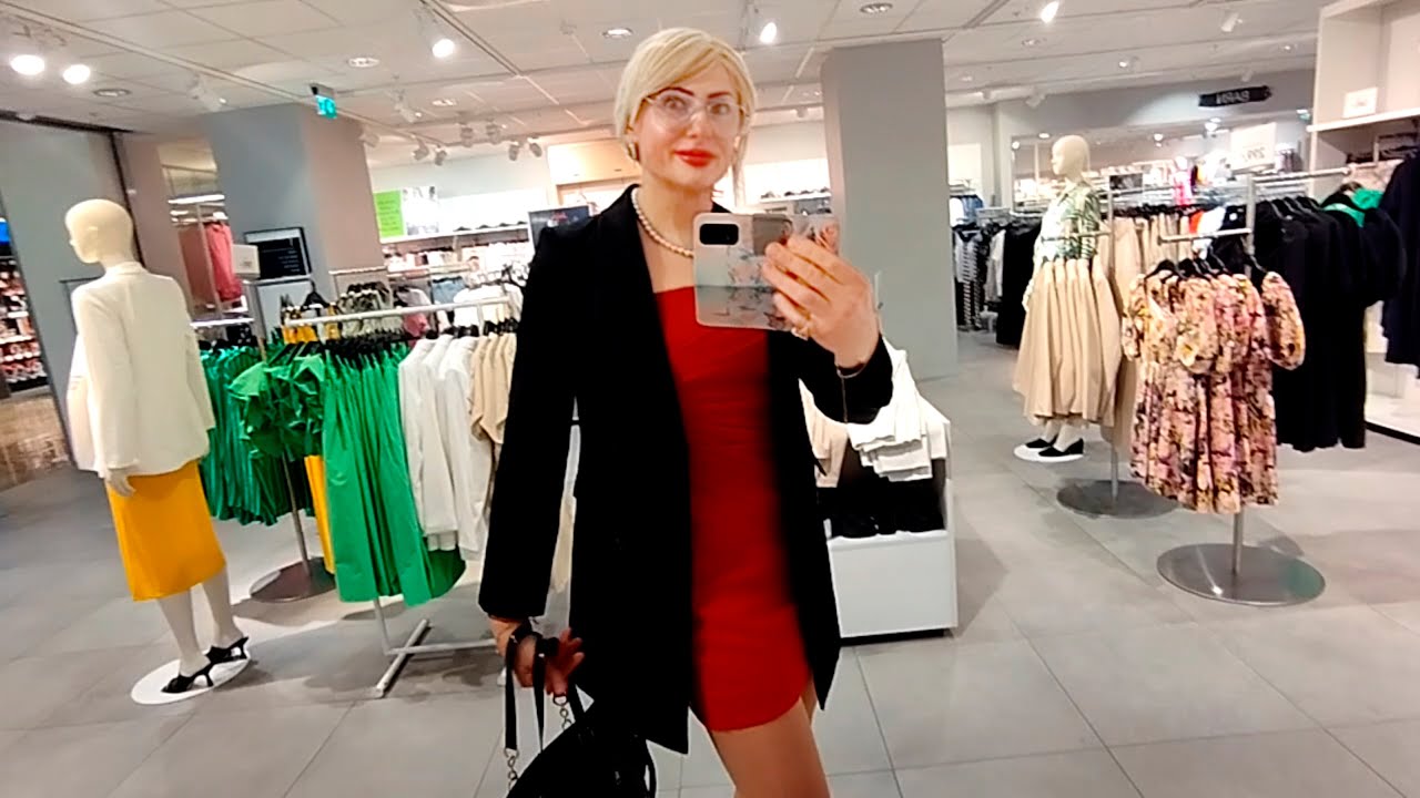 2023.04.03 TransPersoner Oslo Fitting Cabin Red Mini Dress Nylon High Heels Aurora Victoria Maxwell💝
