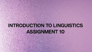 10th assignment - Understanding Semantics