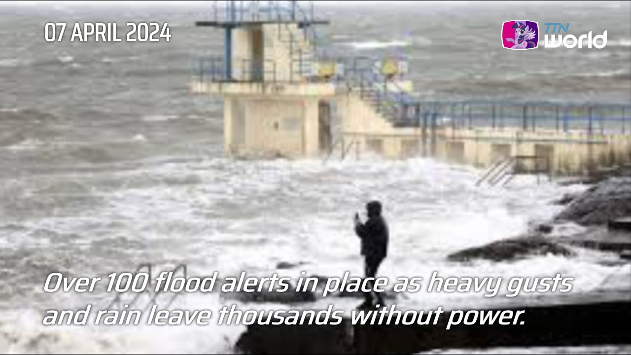 [English] Over 100 flood alerts in place as heavy gusts and rain leave ...